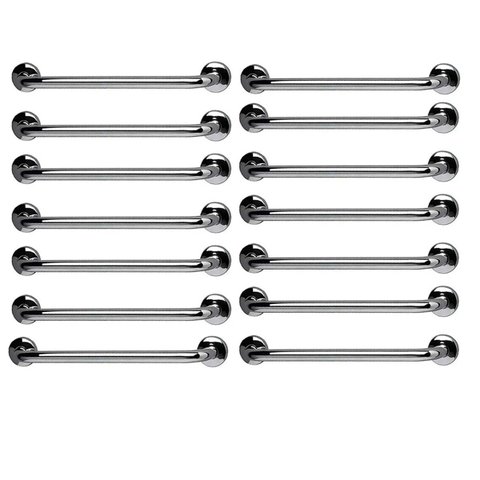 Barra de Apoio 60cm Aço Inox Kit 14 Unidades Gestante Banheiro Box Escada Suporte Corrimao Escada Re