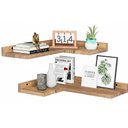 Ver imagem 3 de Conjunto de 2 Prateleiras  Canto Flutuantes Rústicas em Madeira , Quarto, Sala , Banheiro e Cozinha