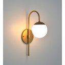 Ver imagem 3 de Kit 2 Arandelas Jabuticaba Curvada Dourada Globo de Vidro.