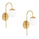 Ver imagem 1 de Kit 2 Arandelas Jabuticaba Curvada Dourada Globo de Vidro.