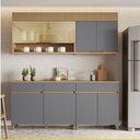 Ver imagem 2 de Cozinha 4 Peças 6 Portas 1 Porta Vidro 3 Gavetas Realeza Premium 200 Cm Mdf Nesher