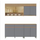 Ver imagem 1 de Cozinha 4 Peças 6 Portas 1 Porta Vidro 3 Gavetas Realeza Premium 200 Cm Mdf Nesher