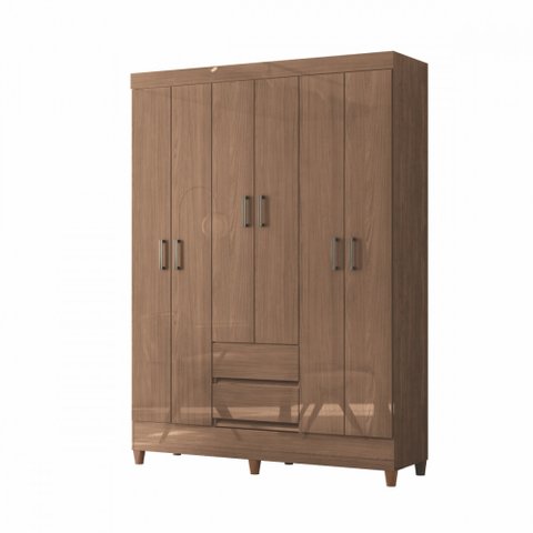 Guarda Roupa Casal com Pés 6 Portas 2 Gavetas Jequitiba New Opção