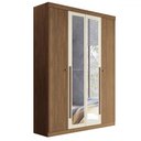 Ver imagem 2 de Guarda-roupa Casal Loanda 4 Portas 2 Gavetas Ripado Flex Jatoba/areia com Espelho - Pnr Móveis