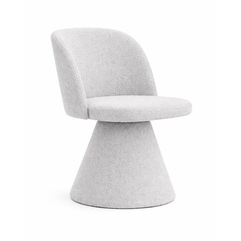 Cadeira de Jantar Giratória Solis Bouclé Cinza - Sallar Home