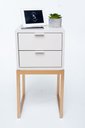 Ver imagem 1 de Mesa de Cabeceira Industrial Off White Eco 30cm com 2 Gavetas Base Dourada - Enviamos Montado