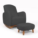 Ver imagem 3 de Poltrona e Puff Amamentação Balanço Madeira Jhessy Bouclê Grafite R04 - D’Rossi