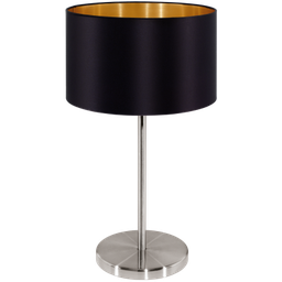 Abajur Aço Níquel Acetinado Tecido Preto Dourado 1 x 40W E27 - 1