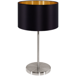 Abajur Aço Níquel Acetinado Tecido Preto Dourado 1 x 40W E27