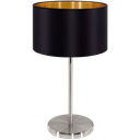 Ver imagem 1 de Abajur Aço Níquel Acetinado Tecido Preto Dourado 1 x 40W E27