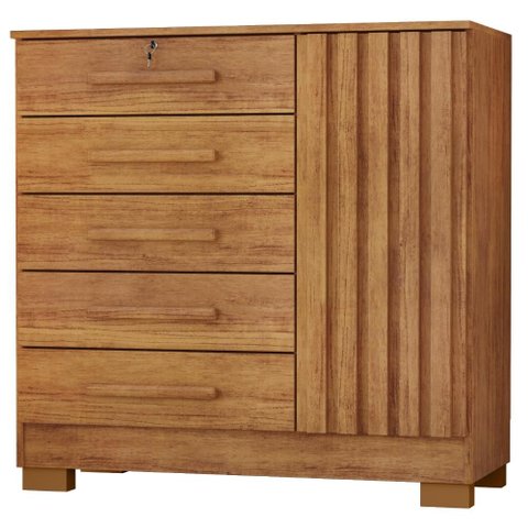 Comoda 5 Gavetas 1 Porta 99 cm Mary Cedro Rudk