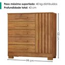Ver imagem 3 de Comoda 5 Gavetas 1 Porta 99 cm Mary Cedro Rudk