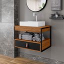 Ver imagem 2 de Gabinete para Banheiro Harley com 1 Gaveta Preto/canela/preto