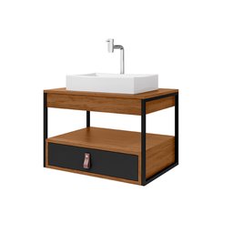 Gabinete para Banheiro Harley com 1 Gaveta Preto/canela/preto - 1