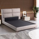 Ver imagem 1 de Cama Estofada Casal com Estrutura Reforçada e Design Moderno Urano Marrom