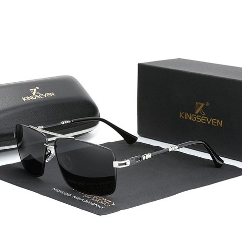 Óculos de Sol Polarizados Retângulo Design Uv 400 Kingseven Cinza