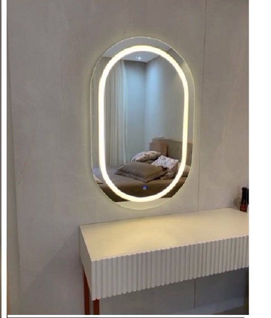 Espelho Oval com luz de Led 90x50 Branco Frio