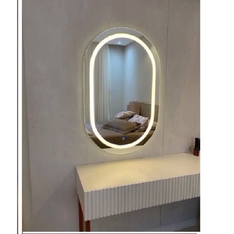 Espelho Oval com Luz de Led 90x50 Branco Frio