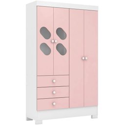 Quarto Infantil Completo Guarda Roupa 4 Portas 3 Gavetas com Cômoda Stella Espresso Móveis - 4