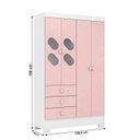 Ver imagem 6 de Quarto Infantil Completo Guarda Roupa 4 Portas 3 Gavetas com Cômoda Stella Espresso Móveis Rosa/Branco