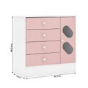 Ver imagem 7 de Quarto Infantil Completo Guarda Roupa 4 Portas 3 Gavetas com Cômoda Stella Espresso Móveis Rosa/Branco