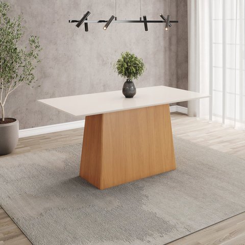 Mesa de Jantar 6 Lugares 160cm Tampo MDF Canto Reto Dora
