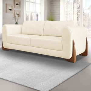 Sofá New 2 Lugares Linho Bege 1.60m para Sala Bz Home Decor
