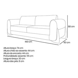 Sofá New 2 Lugares Linho Bege 1.60m para Sala Bz Home Decor - 7