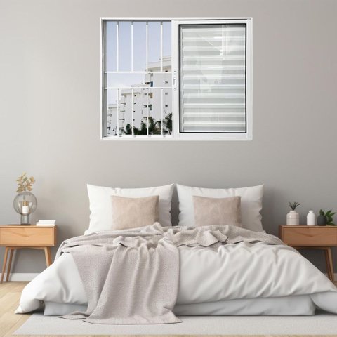 Janela Veneziana de Alumínio 3 Folhas 100 x 150cm com Grade Linha 25 Esquadrias Bergamo Branco