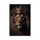 Ver imagem 2 de Quadro Decorativo - Leao Rei Coroa Anm036 Vidro com Impressão Uv - 60x40cm