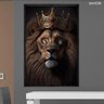 Quadro Decorativo - Leao Rei Coroa Anm036 Vidro com Impressão Uv - 60x40cm - 1