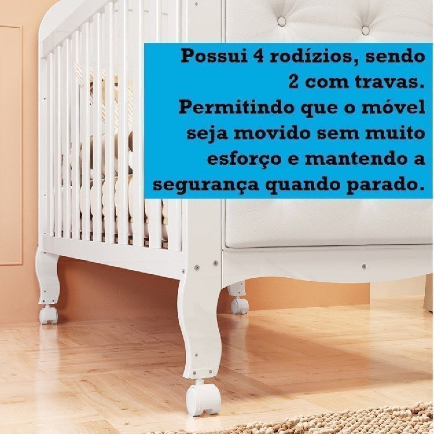 Quarto de Bebê Berço com Capitonê Guarda Roupa e Cômoda com Janela Maya Clássico Espresso Móveis - 12