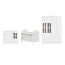 Ver imagem 3 de Quarto de Bebê Berço com Capitonê Guarda Roupa e Cômoda com Janela Maya Clássico Espresso Móveis Branco/Brilho