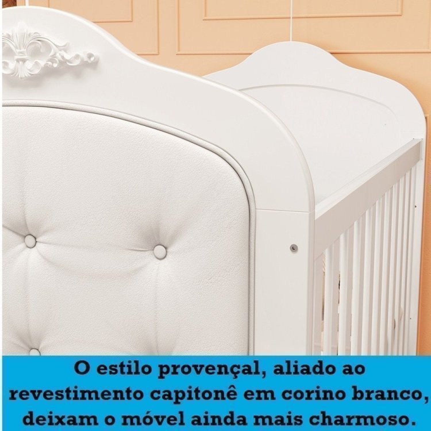 Quarto de Bebê Berço com Capitonê Guarda Roupa e Cômoda com Janela Maya Clássico Espresso Móveis - 11