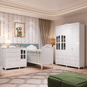 Ver imagem 1 de Quarto de Bebê Berço Guarda Roupa e Cômoda com Janela Maya Clássico Espresso Móveis Branco/Brilho