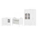 Ver imagem 3 de Quarto de Bebê Berço Guarda Roupa e Cômoda com Janela Maya Clássico Espresso Móveis Branco/Brilho