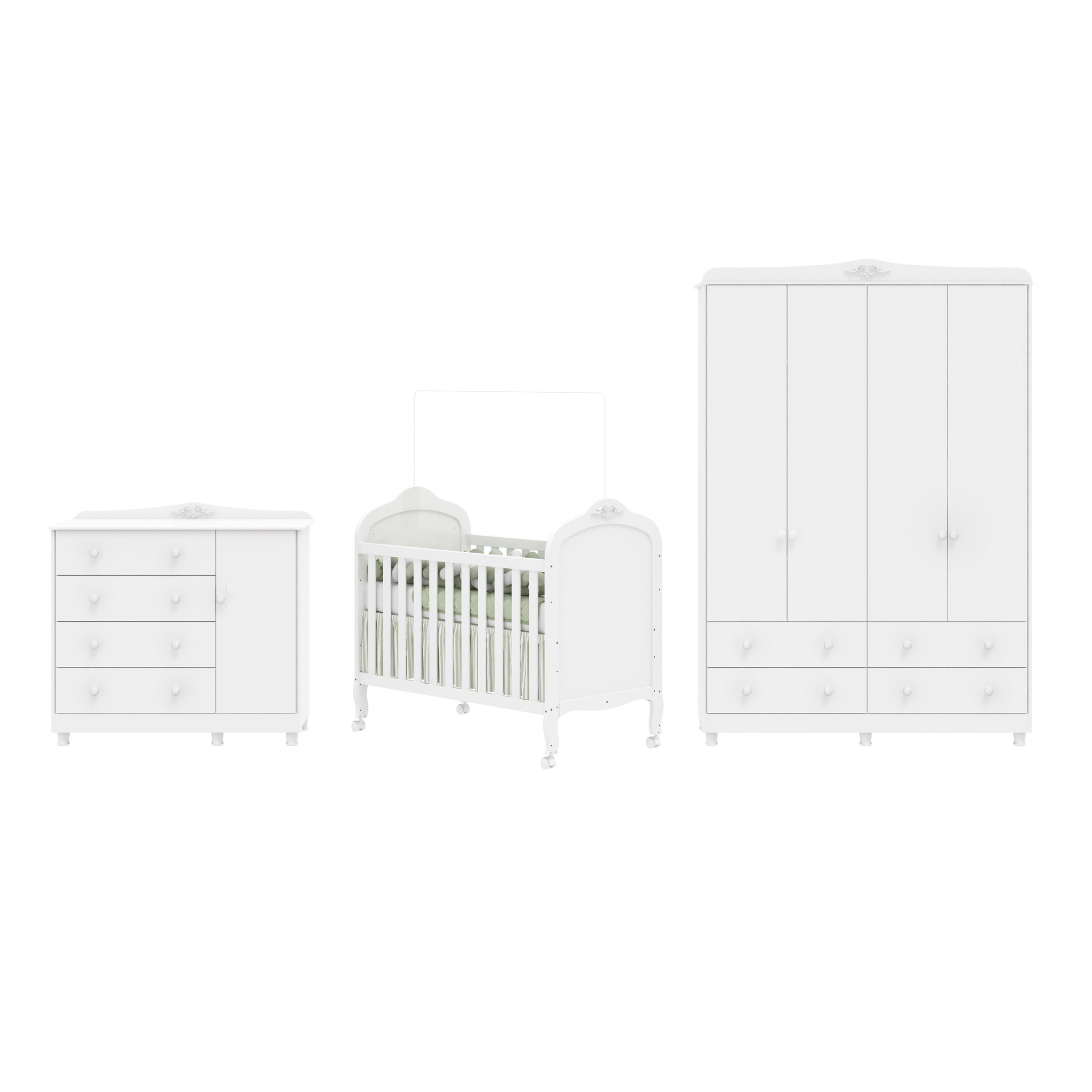 Quarto de Bebê Berço Guarda Roupa e Cômoda Maya Clássico Espresso Móveis - 2