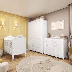 Quarto de Bebê Berço Guarda Roupa e Cômoda Maya Clássico Espresso Móveis