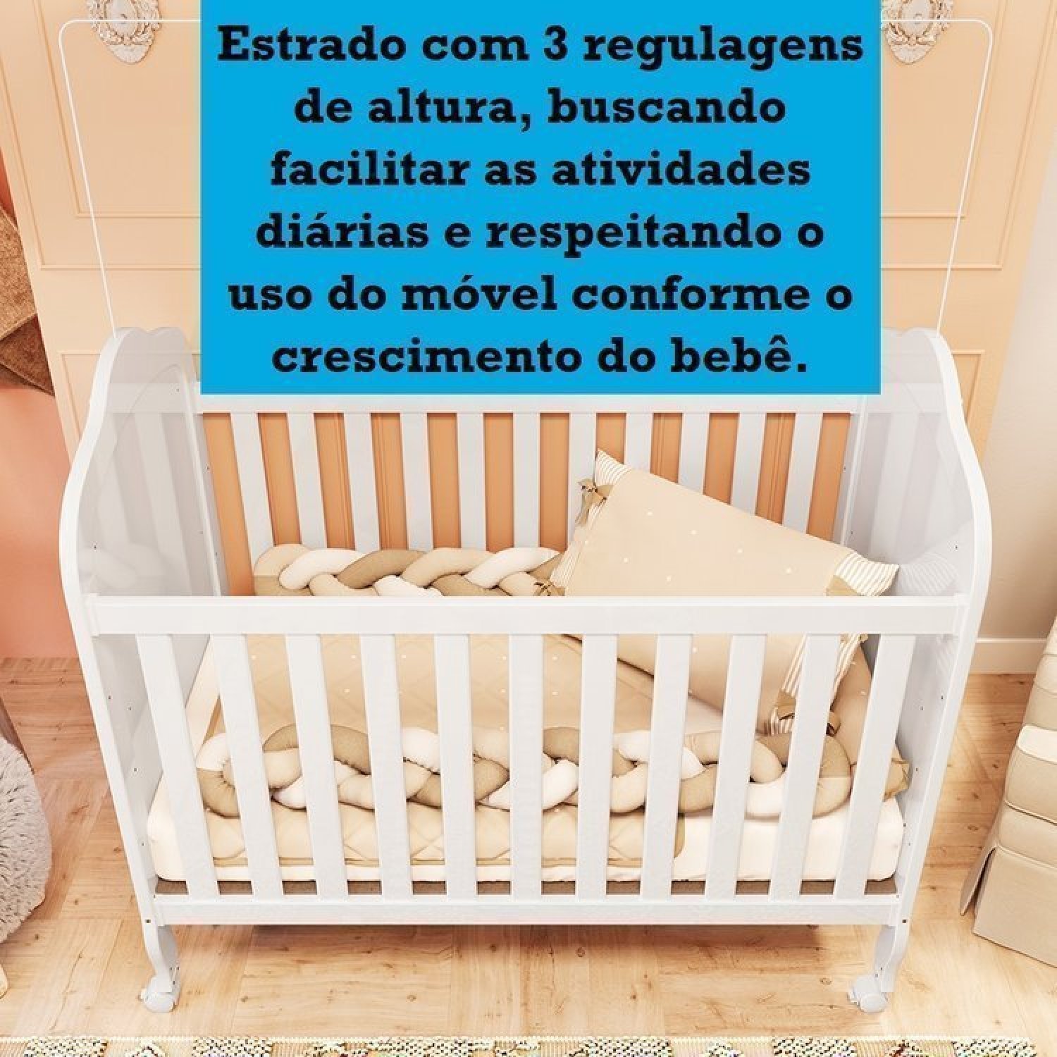 Quarto de Bebê Berço Guarda Roupa e Cômoda Maya Clássico Espresso Móveis - 13