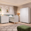 Ver imagem 1 de Quarto de Bebê Berço Guarda Roupa e Cômoda Maya Clássico Espresso Móveis Branco/Brilho