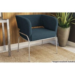 Poltrona Decorativa P/ Sala Urbana Linho Jeans - Kappesberg - 1