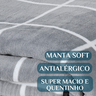 Coberta King Size Manta Xadrez Super Fofinha e Quentinha:cinza - 4