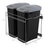 Lixeira Dupla de Cozinha 15l Deslizante Preta Masutti Corrediças Embutir Armário - 4