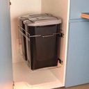 Ver imagem 3 de Lixeira Dupla de Cozinha 15l Deslizante Preta Masutti Corrediças Embutir Armário