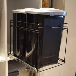 Lixeira Dupla de Cozinha 15l Deslizante Preta Masutti Corrediças Embutir Armário - 2