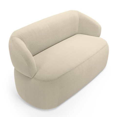 Kit Poltrona Giratória e Sofá Orgânico Living Glee 02 Lugares 140cm Bouclê Bege - Desk Design