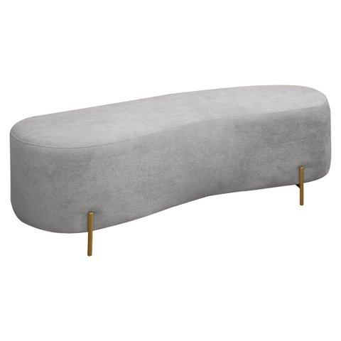 Puff Decorativo Banqueta Orgânico Feijão Curvo Maitê 138cm Bouclê Cinza Claro