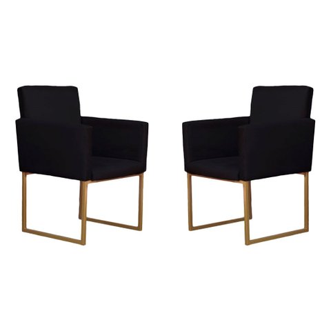 Conjunto 02 Poltronas para Recepção e Sala Klara Suede - Preto