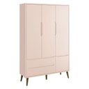 Ver imagem 2 de Guarda Roupa Infantil 3 Portas e Cômoda Theo 1 Porta Rosa com Pés Amadeirados – Reller