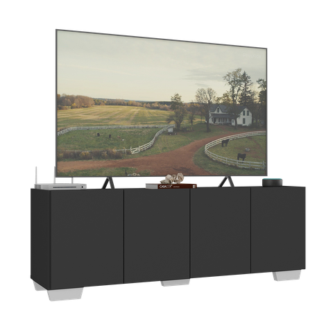 Rack para Tv até 50 Polegadas com 4 Portas Multimóveis Mp1072 Preto/branco